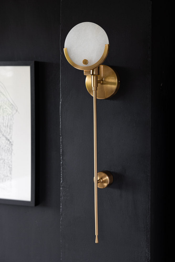 Marble Disc & Brass Wall Light