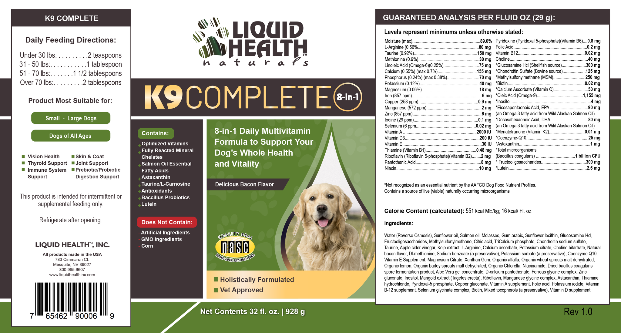 Liquid Health K9 Complete 8-in-1 Supplement for Dogs