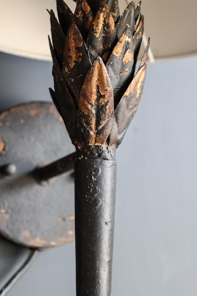 Aged Effect Black & Old Gold Torch Wall Light