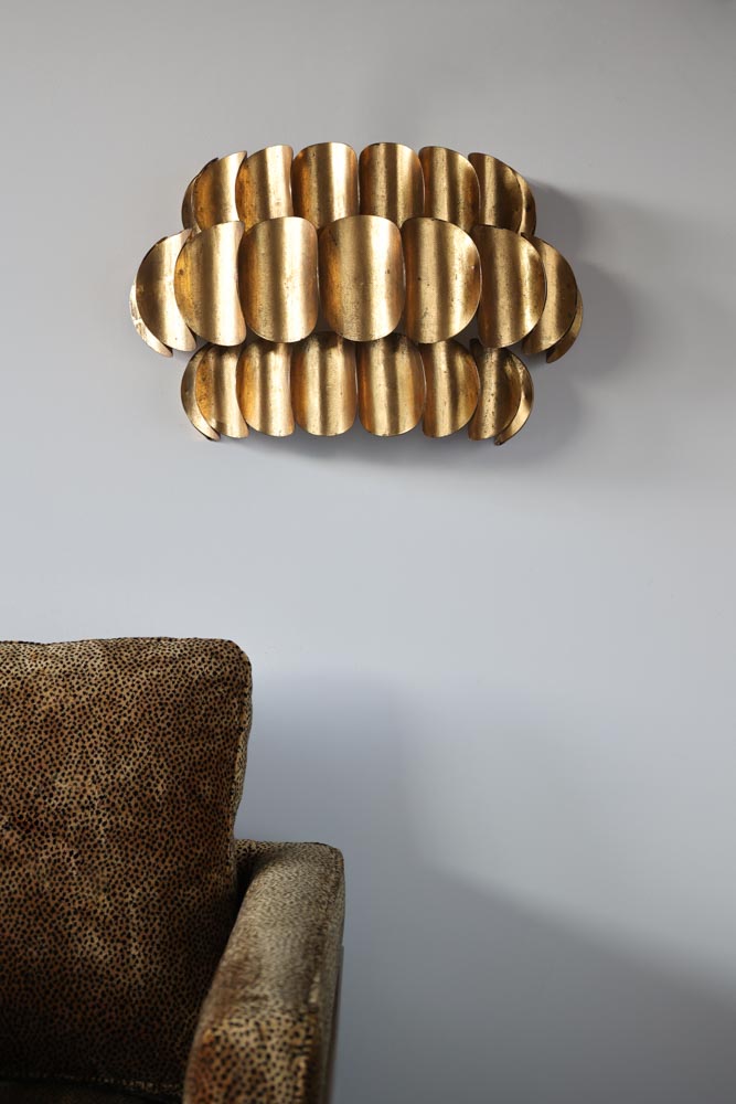 Antique Brass Curve Disc Wall Light