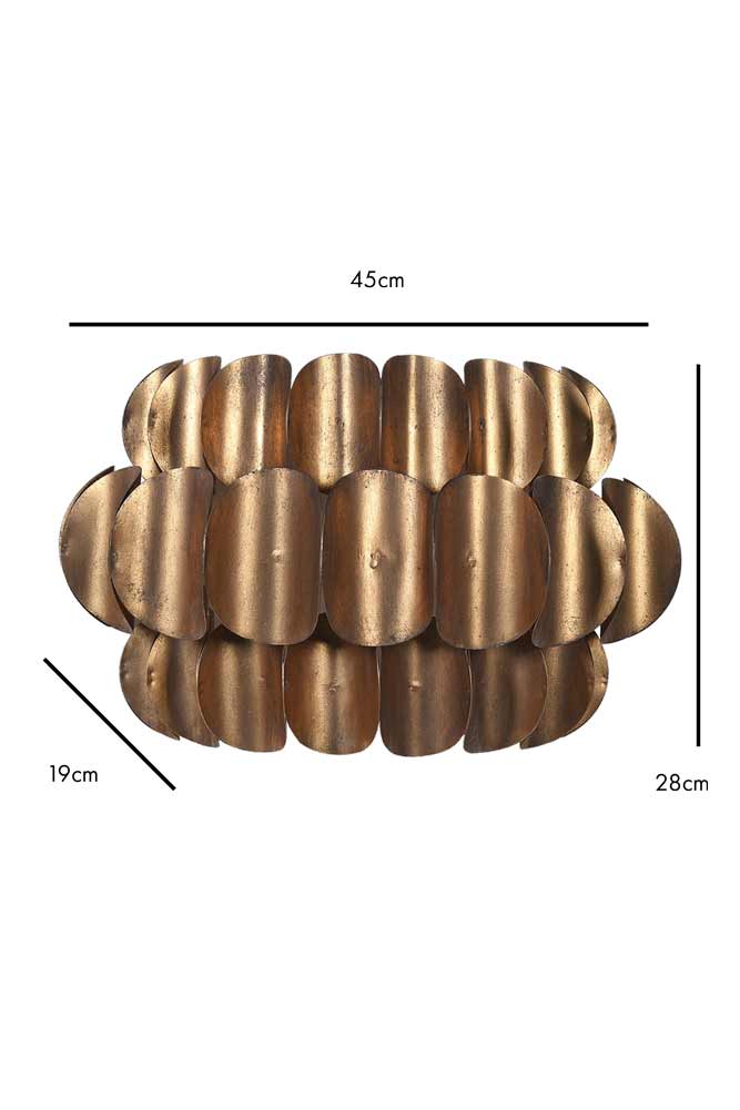 Antique Brass Curve Disc Wall Light