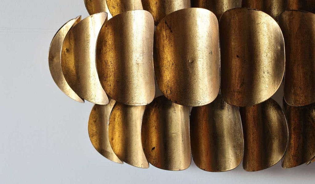 Antique Brass Curve Disc Wall Light