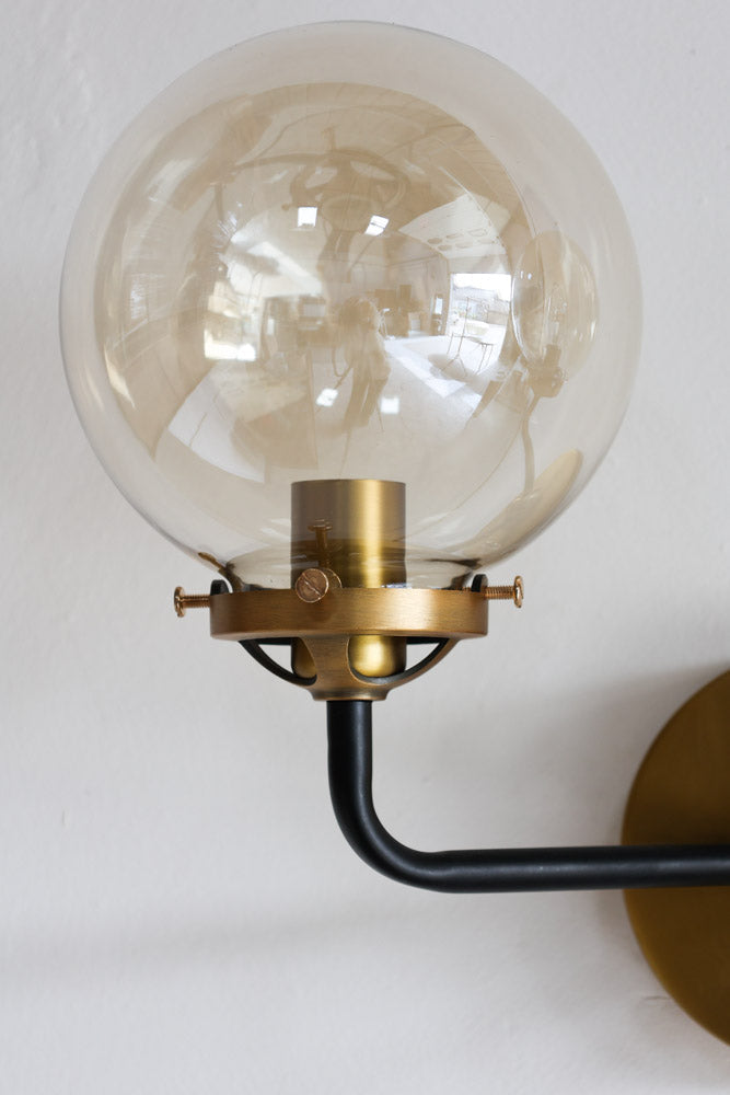 Double Globe Smoked Glass Wall Light