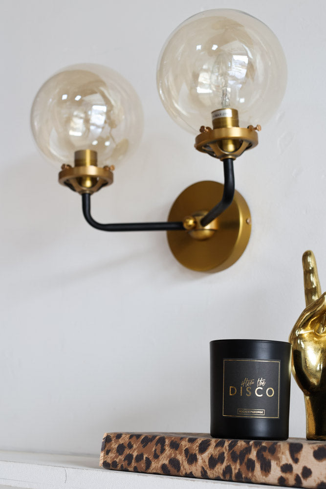 Double Globe Smoked Glass Wall Light