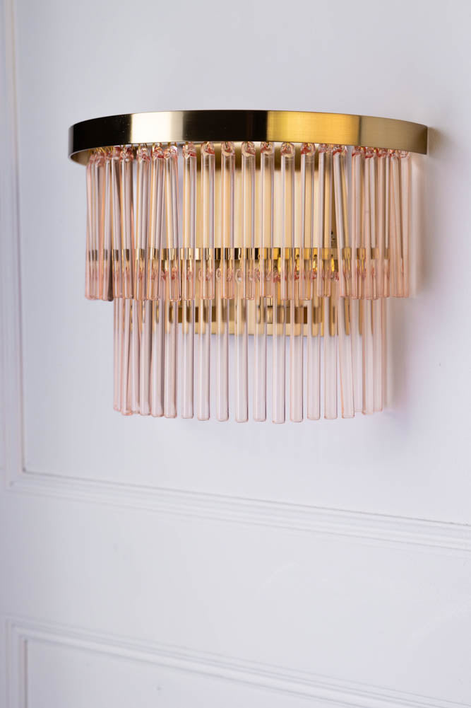 Pink Tiered Glass Wall Light